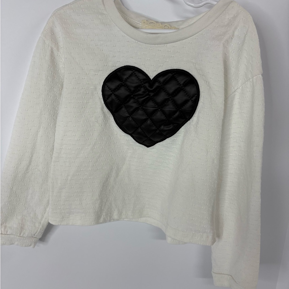 btween Cream Lace Detail Top with Black Quilted Heart